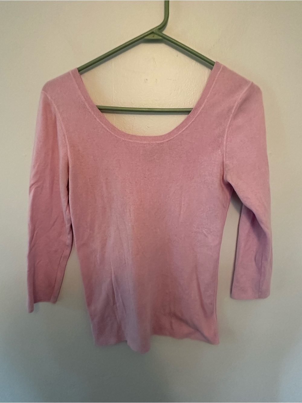 REPEAT Pink 100% Cotton Scoop Neck 3/4 Sleeve Knit Top Sweater Size 38 S